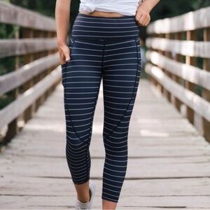 ZYIA Black and White Striped Leggings